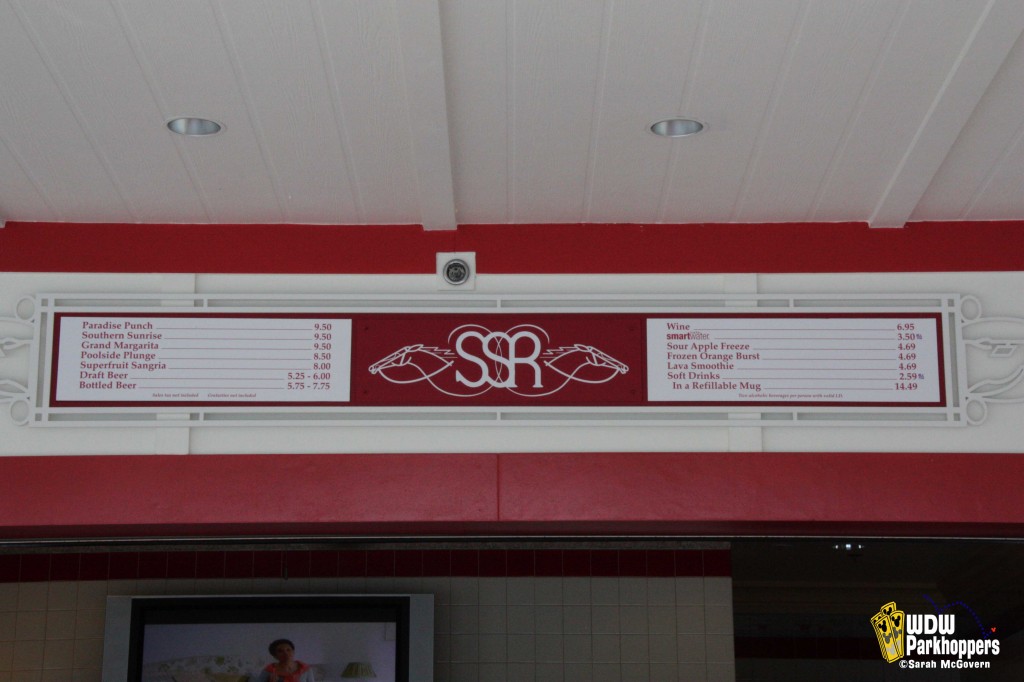 Bar Menu at Backstretch Bar at Disney's Saratoga Springs Resort Pool